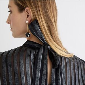 J. Crew Metallic Chiffon Mockneck Top BD813 size Large